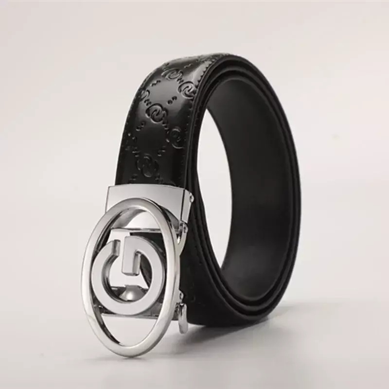 Cinturones de diseñador de marca de alta calidad para hombre, cinturón con hebilla de letra lisa, cinturón perforado, cinturón versátil de vaca de dos capas, 20234