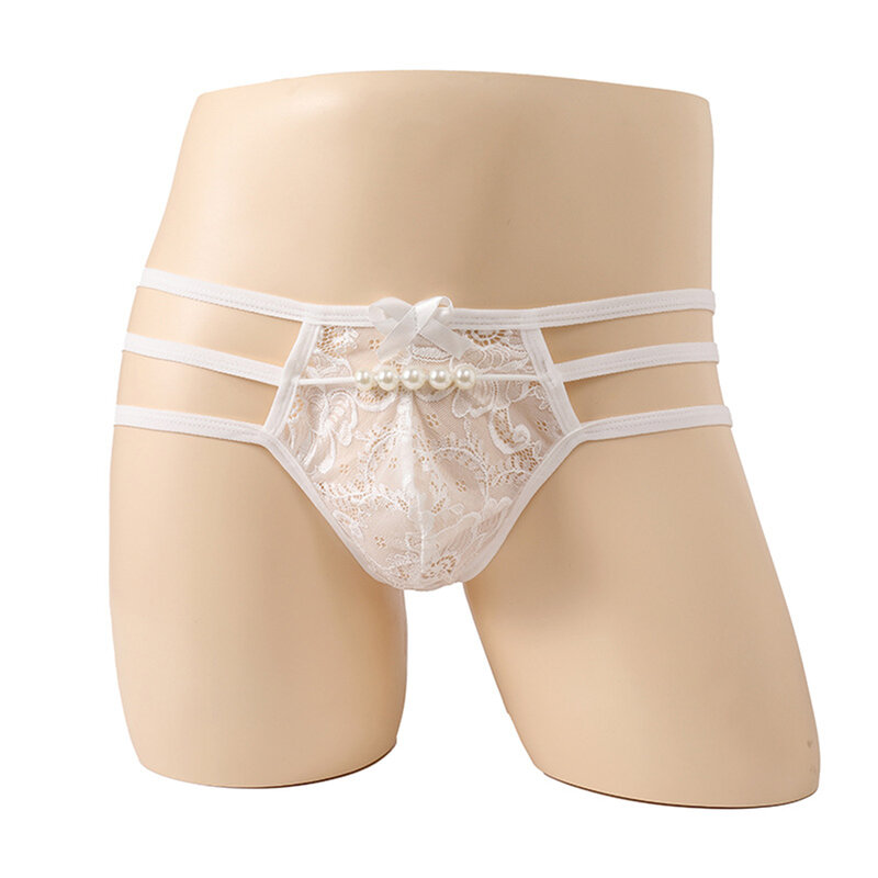 Culotte string en dentelle perlée pour homme, string sexy, poudres convexes, culotte évidée, lingerie séduisante, caleçon Sissy 7.0