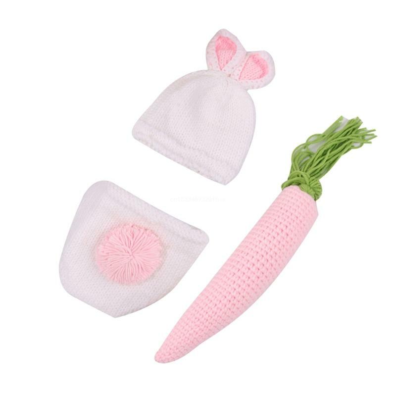 Ropa conejo para bebé recién nacido, traje punto ganchillo para niñas y niños, accesorios fotografía, sombrero,
