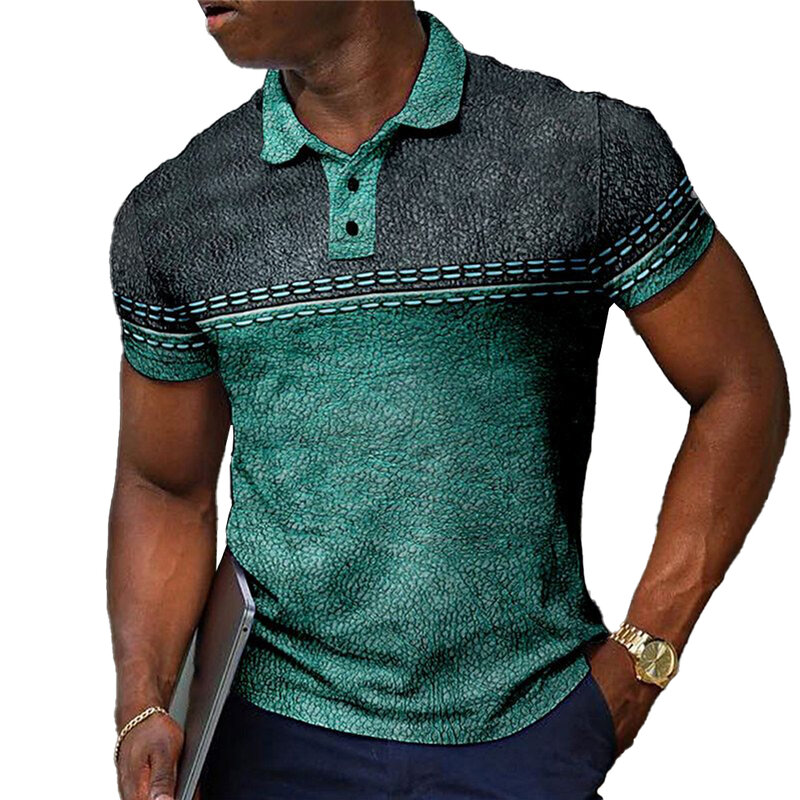 Brand New High Quality Tops T-Shirt Soft Stylish Tee Blouse Button Collar Comfortable Mens Muscle Office Print