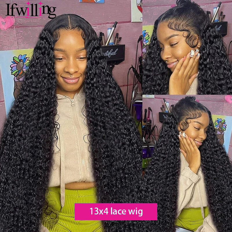 Deep Wave Wig Human Hair 13x4 Lace Frontal Human Hair Wig Transparent Lace Frontal Wig Human Hair 28 30 Inch Lace Front Wig