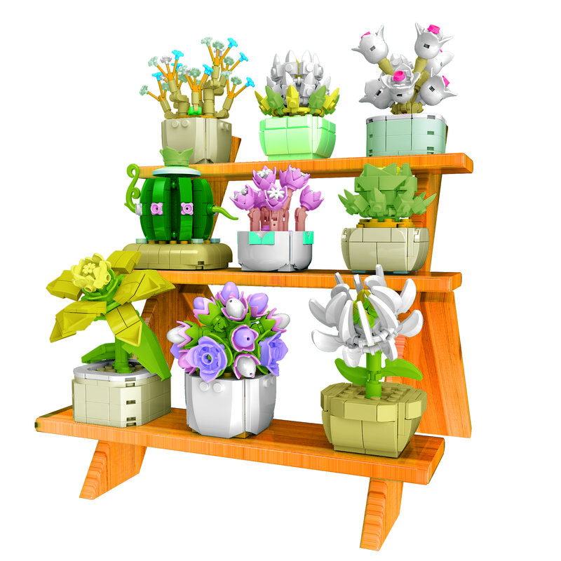 Succulents Building Blocks DIY Flower Bonsai Potted Plants Bricks Everlasting Romantic Gardens Building Model for Kids Kits Toys
