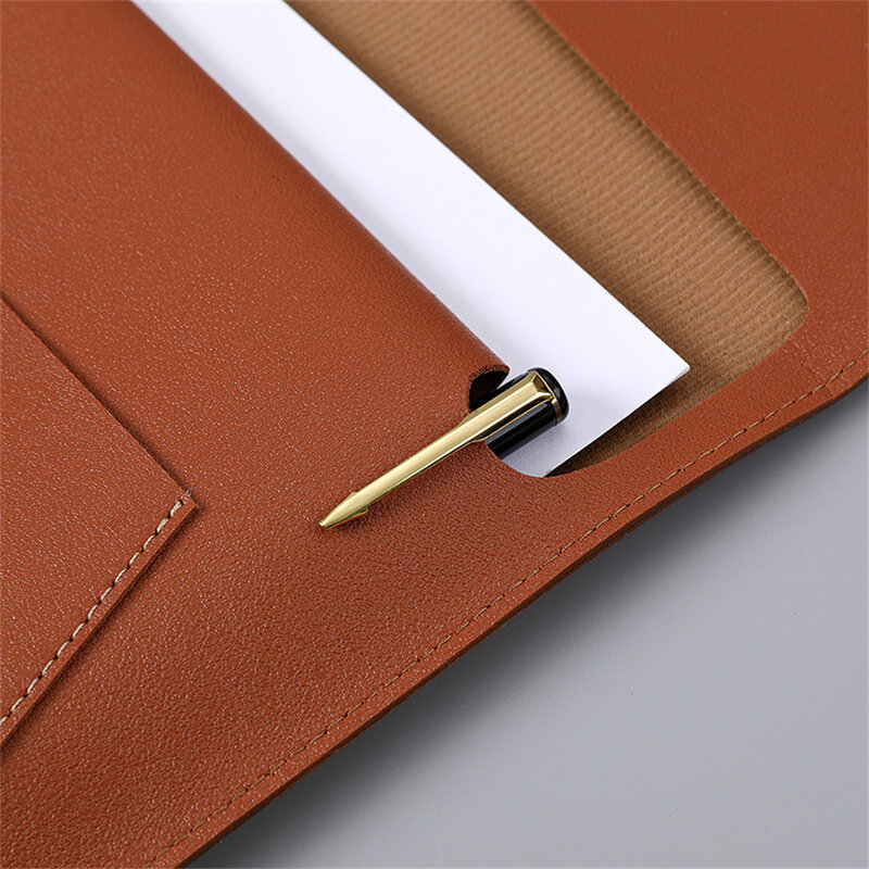 A4 Paper Portable Leather File Bag Fashion File Bag Thickening Button Waterproof Business Office Documents Storage Management