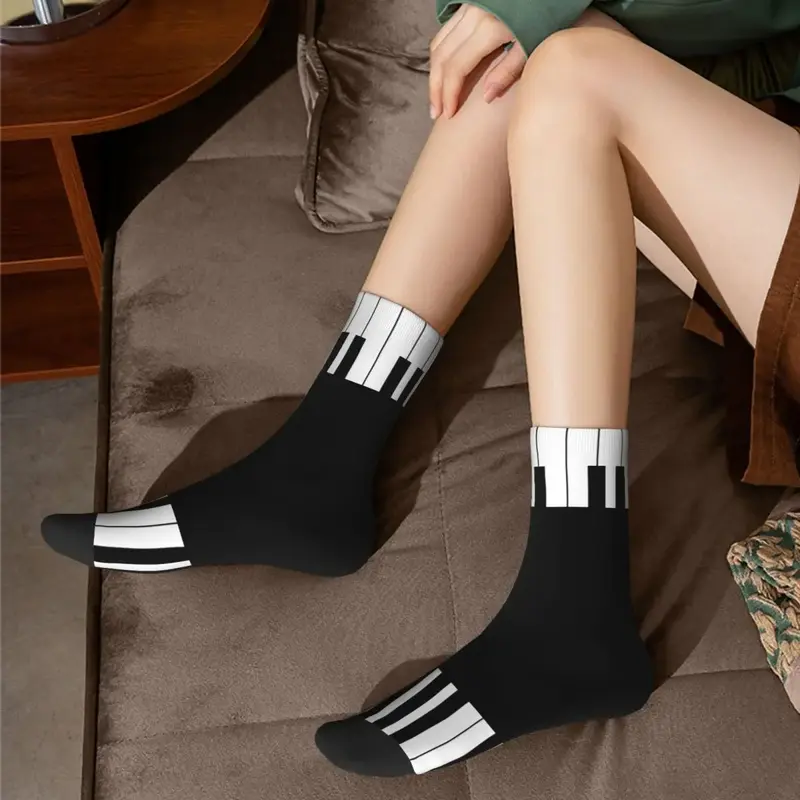 All Seasons Piano Keys Socks Harajuku High Quality Crew Socks Funny Stockings for Men Women Gifts