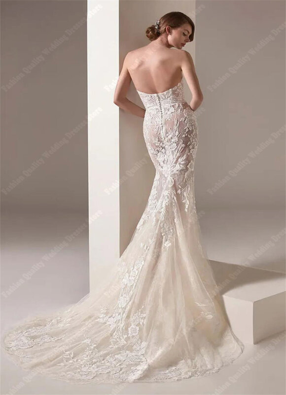 Luxuosos vestidos de noiva sereia para mulheres, tecido brilhante, vestidos de baile, estampa floral, princesa, mais novo, 2024