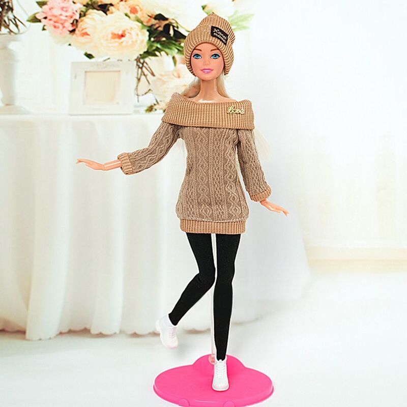 สเวตเตอร์ลำลองกางเกงรองเท้าชุดหมวกสำหรับ1/6ตุ๊กตาฤดูหนาวชุดเครื่องแต่งกายตุ๊กตาเด็กผู้หญิงขนาด29 ~ 32ซม. เครื่องประดับเสื้อผ้าตุ๊กตา1ชุด