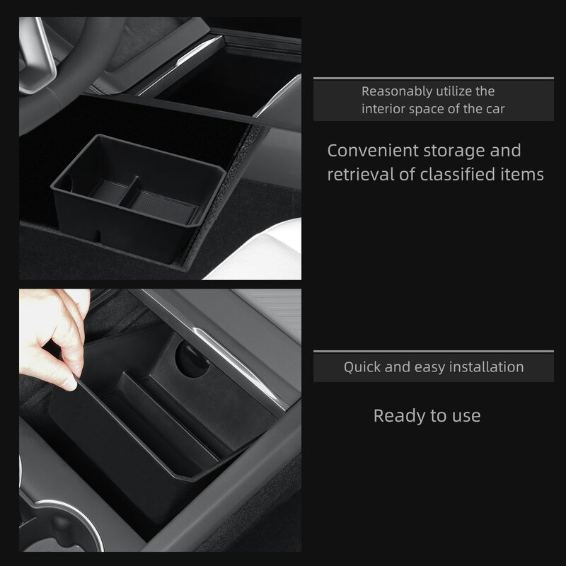 for Tesla Model 3 Highland 2024 Central Console Storage Box Lower layer Tray Tidying Car Accessories