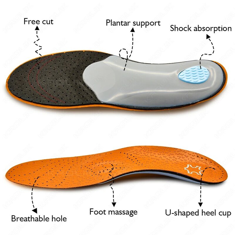 VTHRA-plantilla ortopédica de cuero para hombre y mujer, accesorio para pies planos, soporte para ARCO, corrección de piernas, Unisex