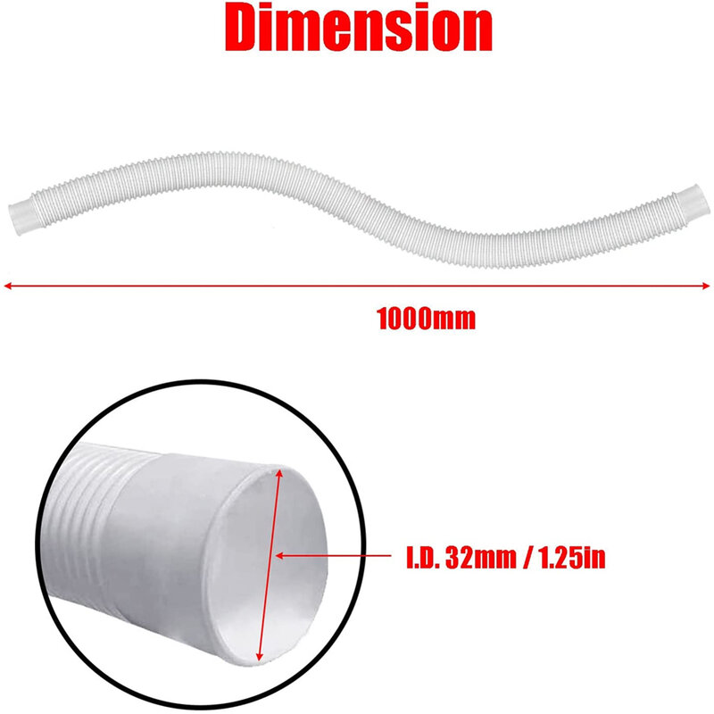 2pcs 1000mm  Hose Above Ground Pool Pump Replacement For Intex 1-1/4 Inch Accessory1.25" Outdoor Accessories Leak Proof Durable