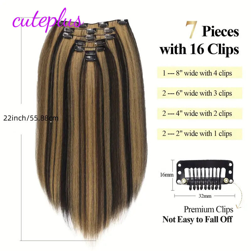 Clip hair wig piece 7-piece hair extensions for women's long straight hair traceless extensions