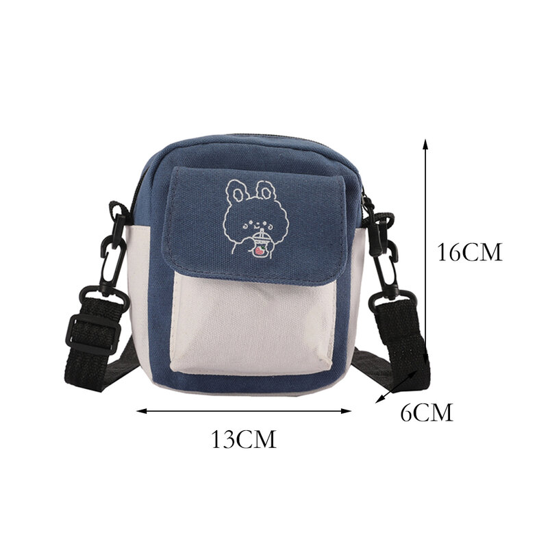 Холщовая женская сумка для телефона с мультяшным принтом, мессенджер на плечо, цветной кошелек с клапаном, повседневная дамская сумочка, сумка для покупок