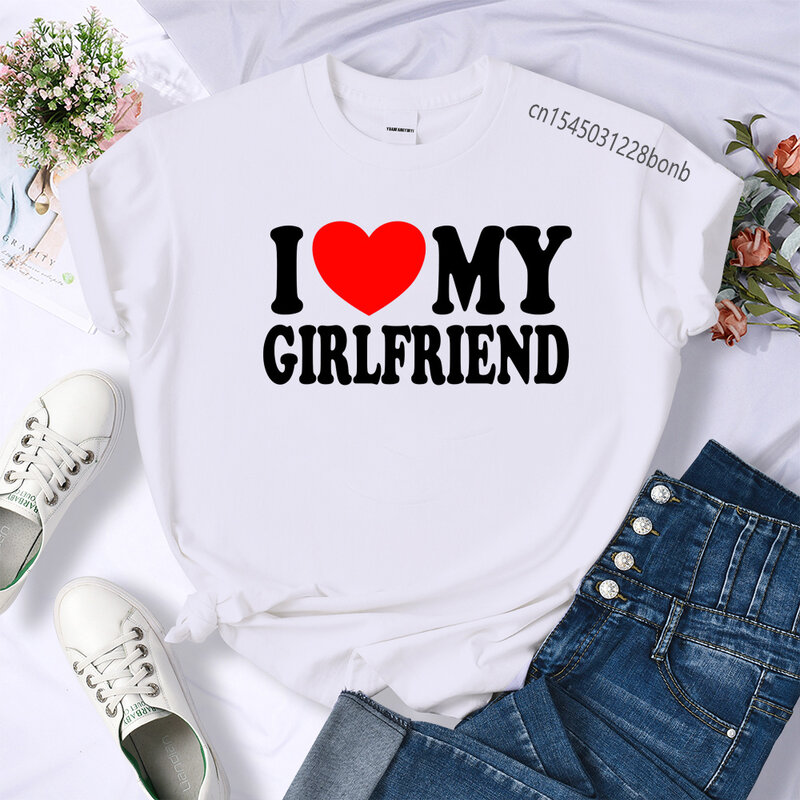 T-shirt décontracté I Love My Hot Boyfriend pour hommes et femmes, Streetwear de sport, GF BF Y2Y