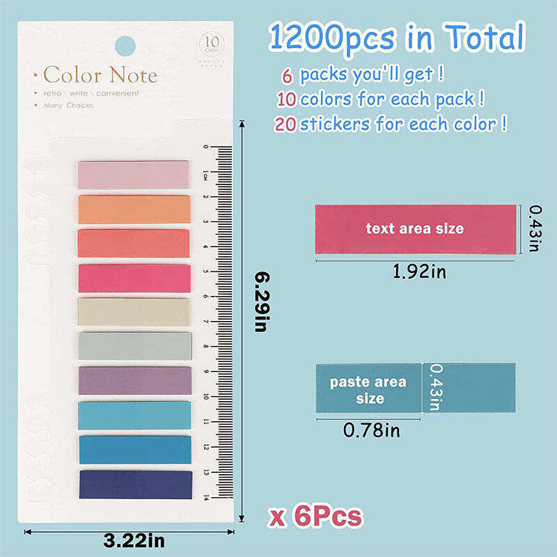 200PCS Tabs segnalibro Sticky Notes Kawaii Candy Colored Stick Markers NoteBook Page Index Strip forniture di cancelleria fai da te