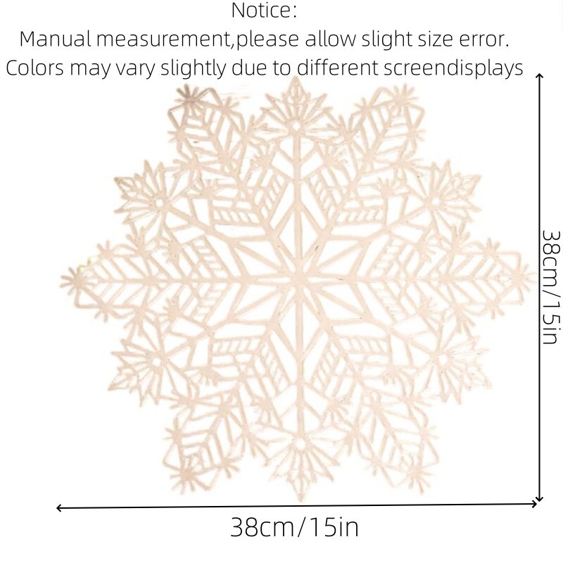 15"Hot Stamping PVC Mat Snowflake Table Mats Christmas Decorate Western Restaurant Japanese Coaster Individual Table Placemats
