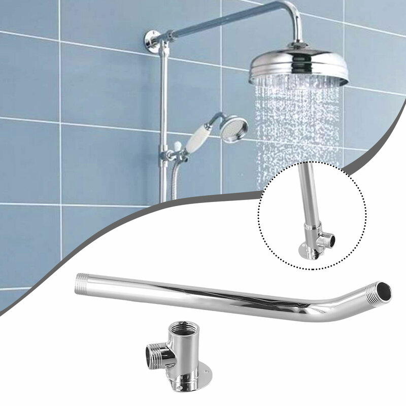 Shower Extension Arm Joint Showerhead Nozzle Stainless Steel Wall Mounted Shower Head Extension Arm Bathroom Accessories