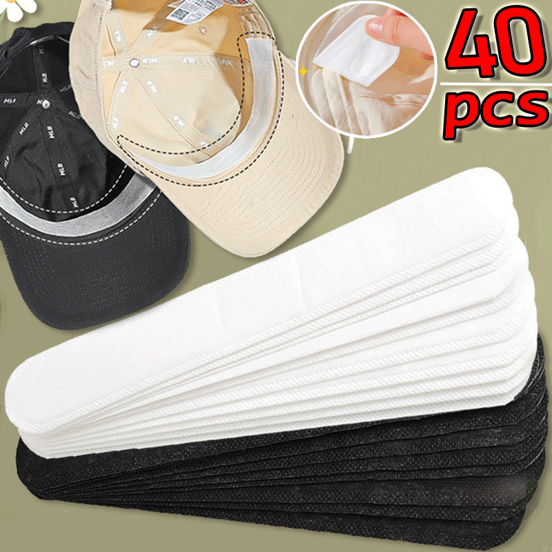 40PCS topi penyerap keringat stiker topi musim panas Liner band Sweatband Visor topi ukuran Reducer perekat menyerap keringat strip bantalan