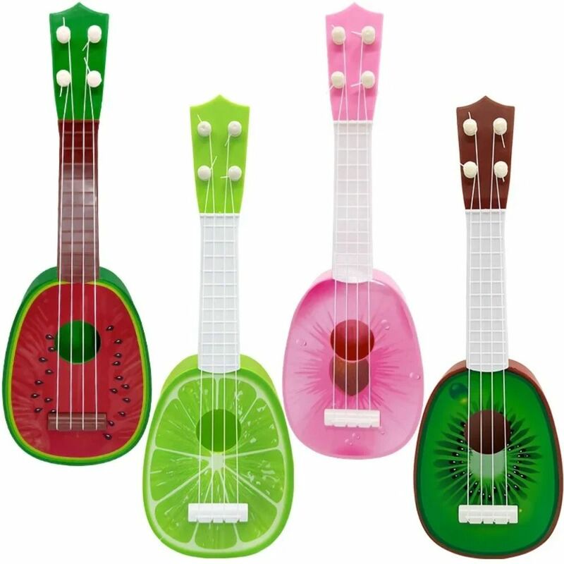 4 Strings Simulation Fruit Ukulele Toy Playable Cartoon Fruit Musical Instrument Toy Adjustable String Knob Classical