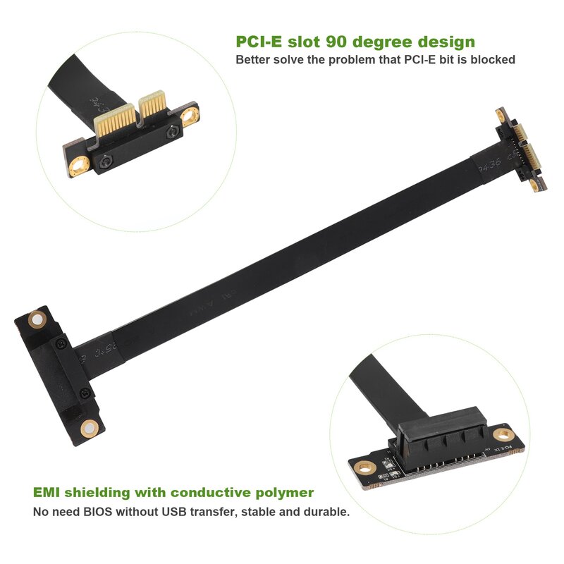 PCIE X1 Riser Cable Dual 90 gradi ad angolo retto PCIe 3.0 X1 a X1 cavo di prolunga 8Gbps PCI Express 1X Riser Card 20cm