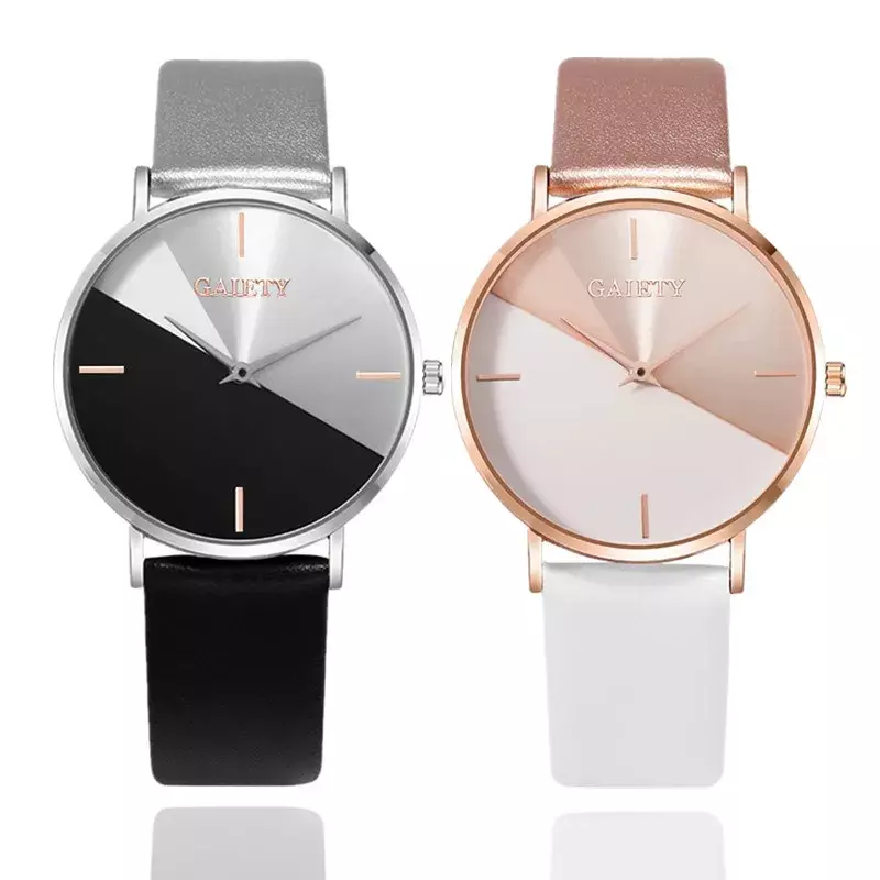 หรูหราสง่างามนาฬิกาสายหนังนาฬิกาสีโรสโกลด์สำหรับผู้หญิงนาฬิกาผู้หญิงนาฬิกาควอทซ์บุคลิกหลากหลาย