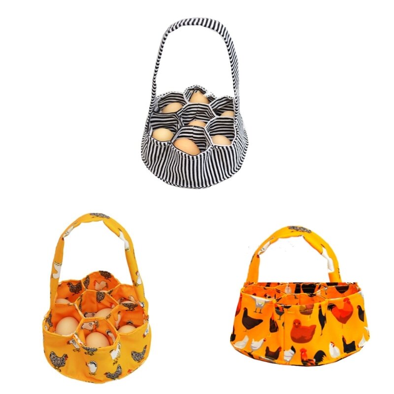 Foldable Eggs Collection Basket 7 Pockets Chicken Eggs Storage Bag Convenient Collecting Bag for Home Farm Garden Use