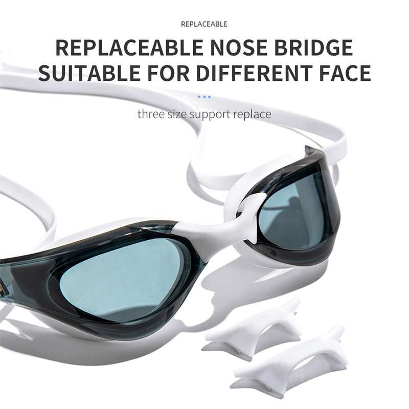 Óculos de natação profissional HD anti-fog para homens e mulheres, óculos anti-UV, óculos de natação de silicone grande