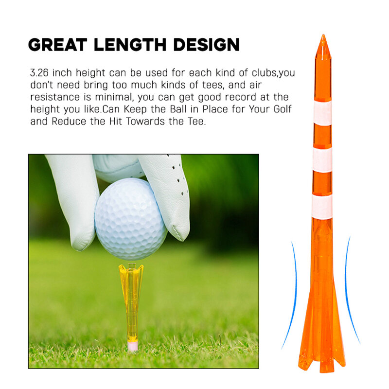 50 sztuk Golf wysokiej jakości Tee 3-1/4 "83mm plastikowe 5-Claw Golf Tees zmniejszyć tarcie i boczne Spin Pro Golf Tee z niska oporność