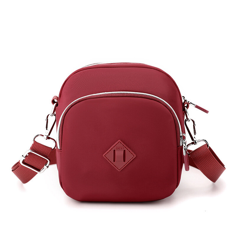 Mini sacs à main en nylon pour femmes, 6 couleurs unies, Simple, à la mode, petit téléphone mignon, 3 couches décontractées, sac croisé léger