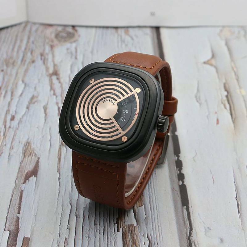Mode quadratische Uhren Männer Sport uhren kreative Plattenspieler Lederband Quarz Armbanduhren männliche Uhr reloj hombre