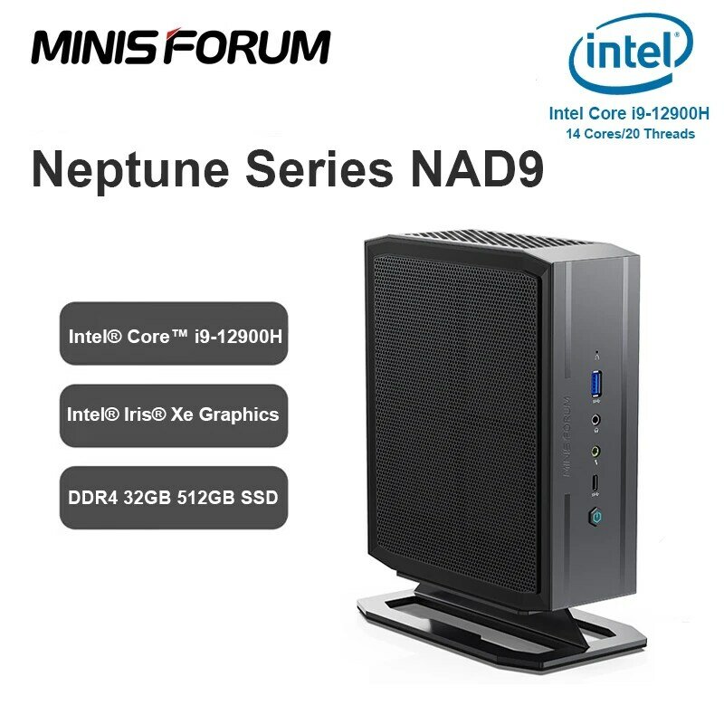 Мини-ПК Minisforum Нептун, настольный ПК NAD9 Intel Core i9 12900H Intel Iris Xe DDR4 32 ГБ 512 Гб SSD, Windows 11