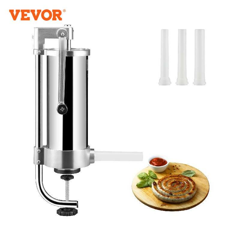 VEVOR 1.5/3L Capacity Vertical Sausage Stuffer Food Filling Processors with 3 Stuffing Tubes Kitchen Accessories Home Appliance