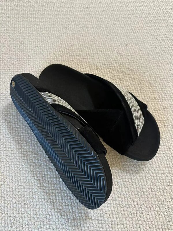 Summer genuine cowhide suede slippers