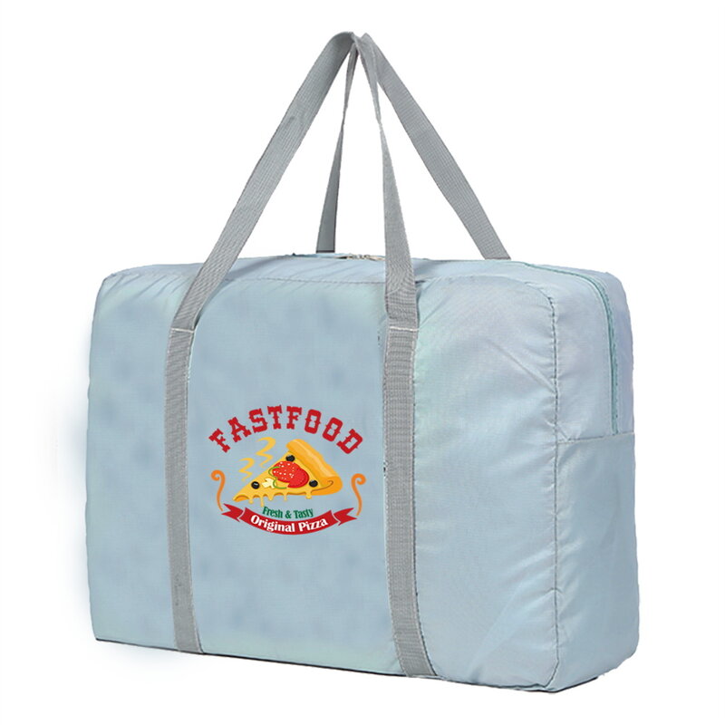 Grande capacidade de viagem sacos de roupas dos homens organizar saco de viagem sacos de armazenamento das mulheres bolsa de bagagem deliciosa pizza impressão
