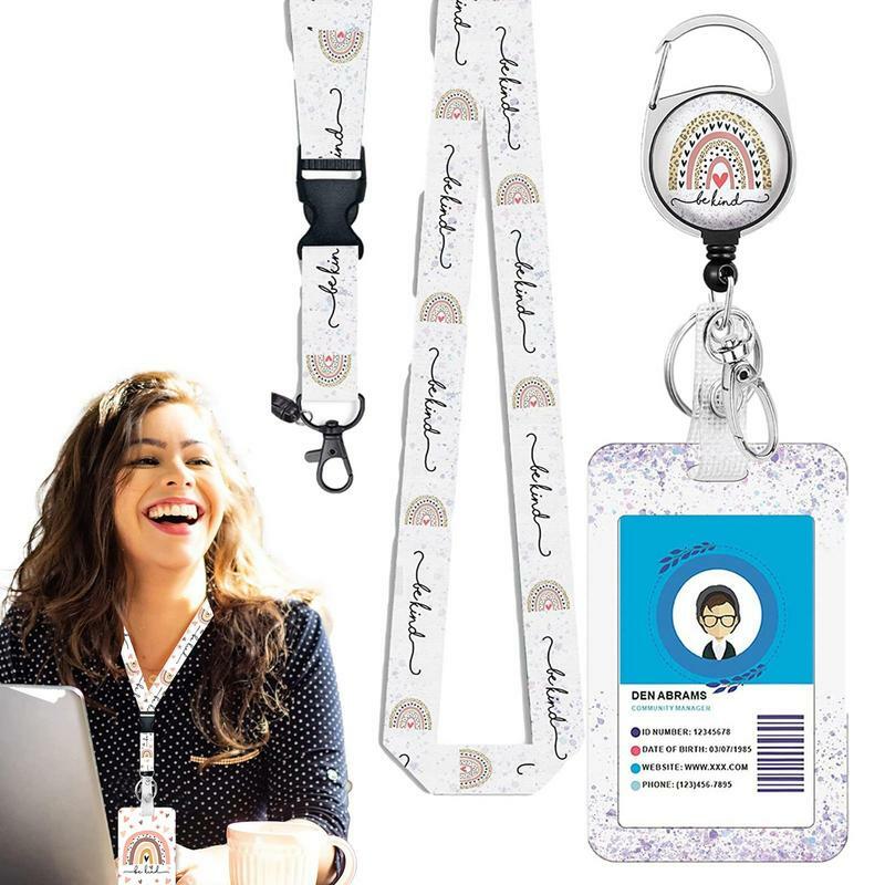 Lanyard With ID Holder Cute ID Badge Holders With Adjustable Lanyards Vertical ID Protector Bage Clips For Nurse Nursing Doctor