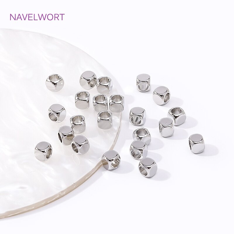 Perline quadrate in metallo placcato oro 18 carati 2MM-6MM per forniture per la creazione di gioielli, accessori per gioielli fai da te fatti a mano