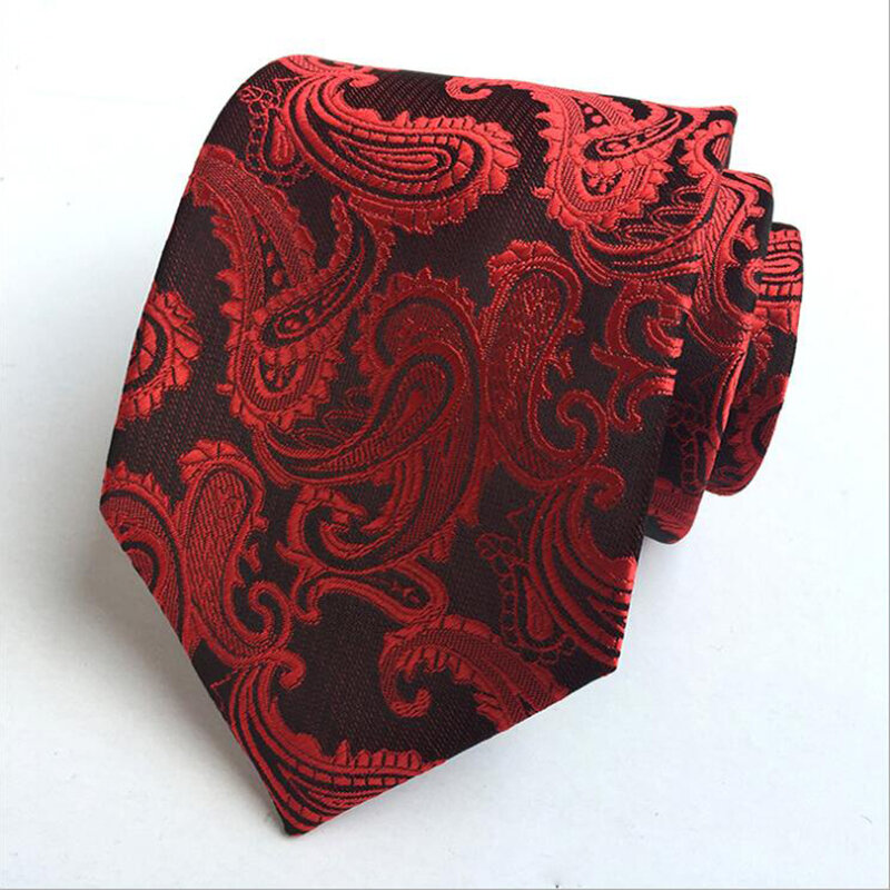 Klasyczny męski krawat we wzór Paisley 8.5CM różowy fioletowy czarny czerwony niebieski formalne okazje biznes impreza prezent biurowy ślub krawat