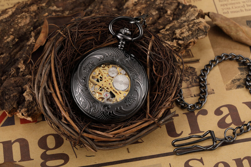 Vintage luksusowy mechaniczny zegarek kieszonkowy męski świąteczny prezent Retro ręcznie nakręcany ruch rzymski wyświetlacz ręczny zegarek kieszonkowy