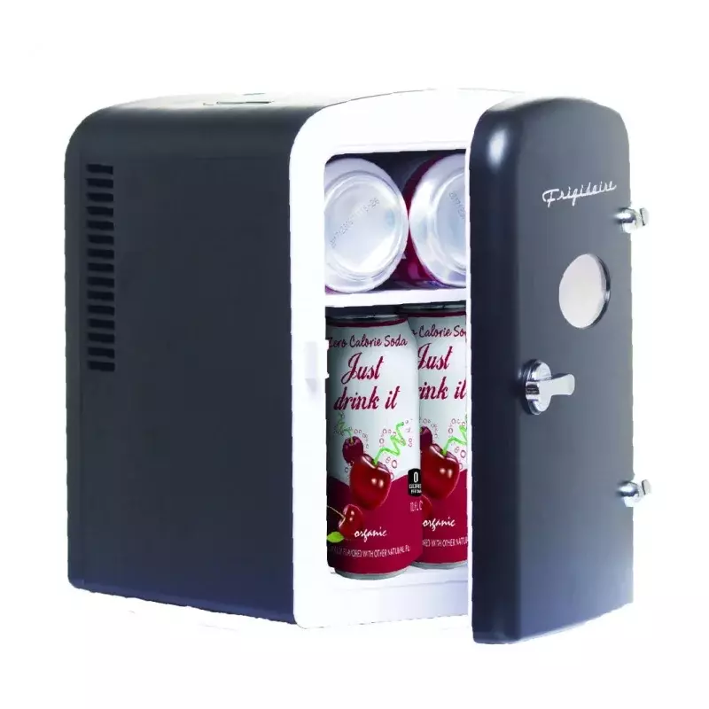 Frigidaire Retro 6 Can Mini Beverage/Skincare Cooler, EFMIS129, Black