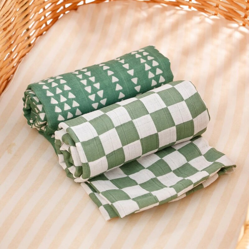 Elinfant 2pcs Set 100% Cotton Muslin Swaddle Blanket Bamboo Cotton Soft Baby Towel Stroller Cover Photopraphy Blankets