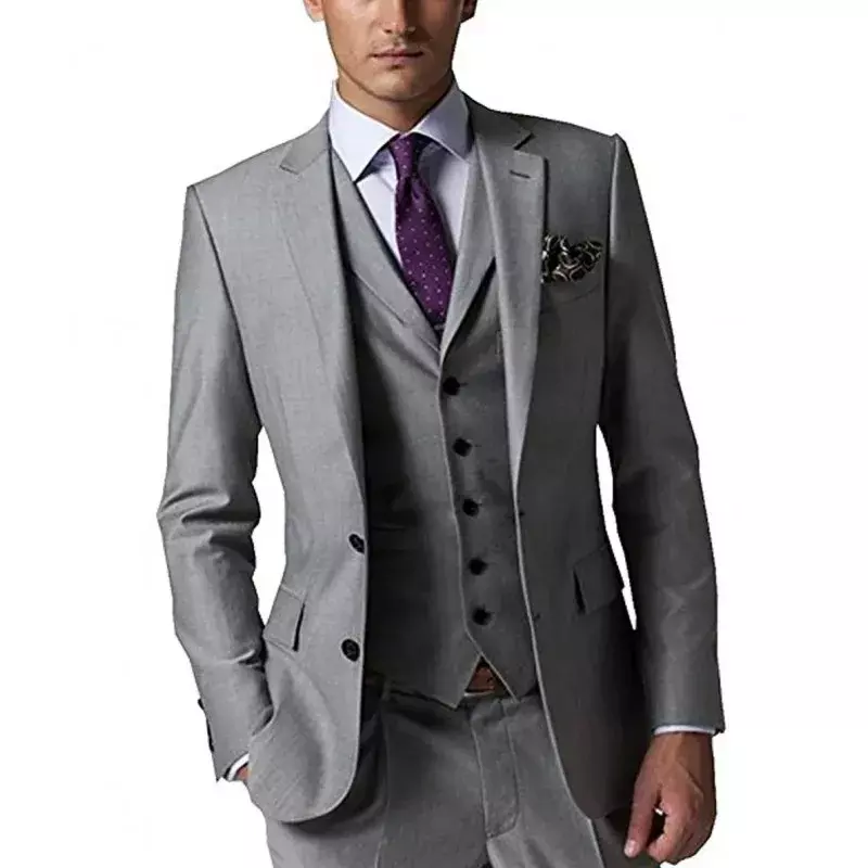 Traje de 3 piezas para hombre, chaqueta informal de negocios, versión coreana, ajustada, atuendo profesional, vestido de novia, chaleco con pantalones