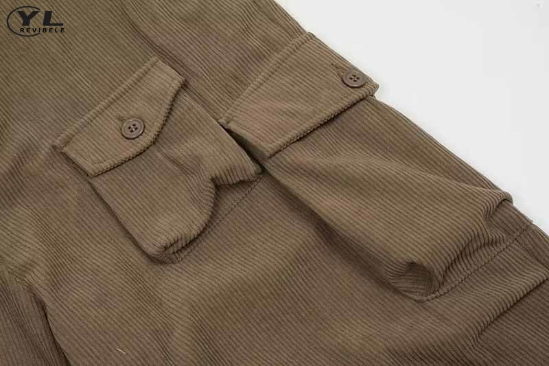 Pantalones Cargo de pana Vintage para hombre y mujer, Pantalones rectos con múltiples bolsillos, sueltos, con cordón, pierna ancha, Hip Hop, Unisex
