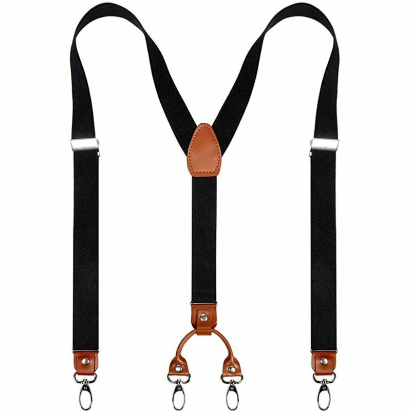 Clip per cinturino regolabile bretelle in pelle di vacchetta 2.5cm larghezza a forma di Y bretelle elastiche da sposa Casual 4 ganci bretelle
