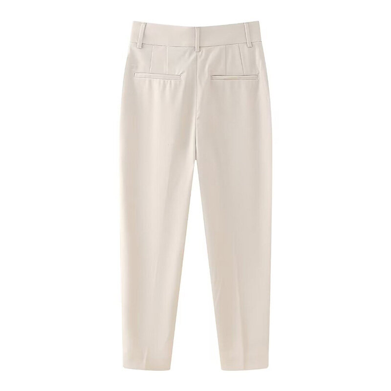 Pantalones pitillo para mujer, pantalón informal de cintura alta con bolsillos, pierna recta, holgado, verano, 2024