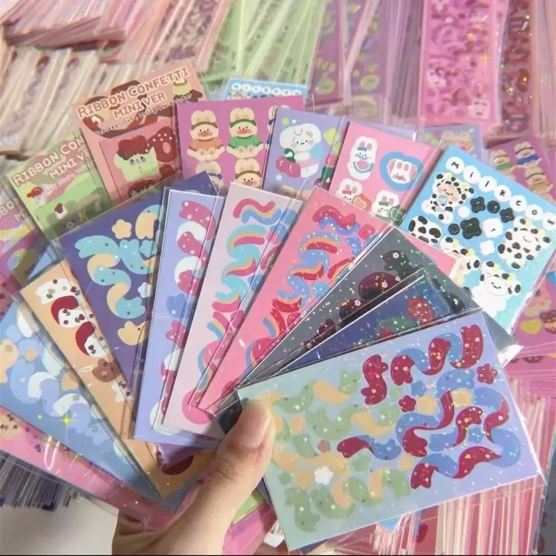 10pcs/20pcs/30pcs/40pcs Random Sticker Pack Laser Decorative Kawaii Album Stickers Korean Stationery DIY Material