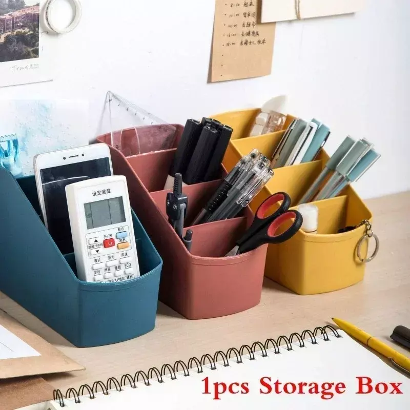PP Pen Holder Desktop Storage Pencil Box Organizer Multifunctional Container Desk Office Accessories Stationery School Supplies