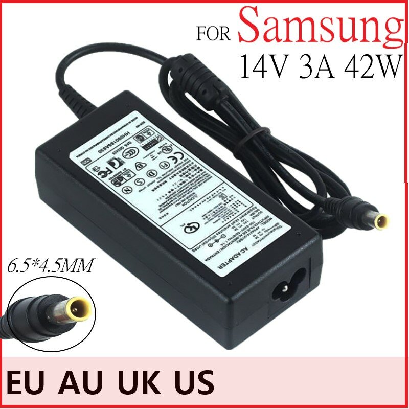 Ac/dc adaptador 14v 3a fonte de alimentação carregador para samsung syncmaster s24d390hl s27d390h led lcd monitor + ac cabo de alimentação