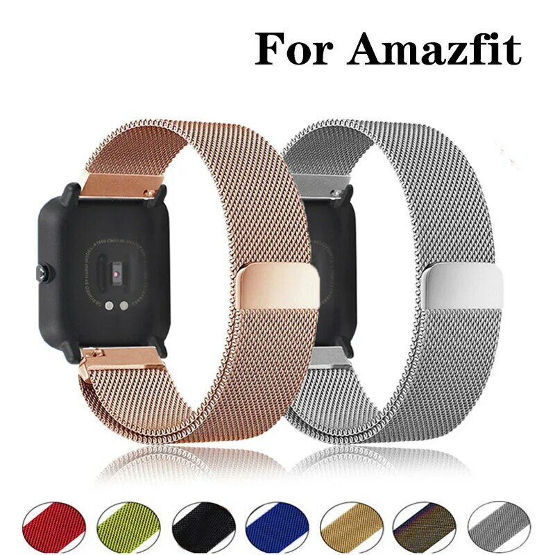 Pulseira Milanese para Amazfit, Pulseira de relógio de metal, Bracelete Bip, 20mm, 22mm, GTS, 4, 2, 2e, 3, GTS2 Mini, GTR, GTR2, GTR4, 3 Pro, 20 milímetros