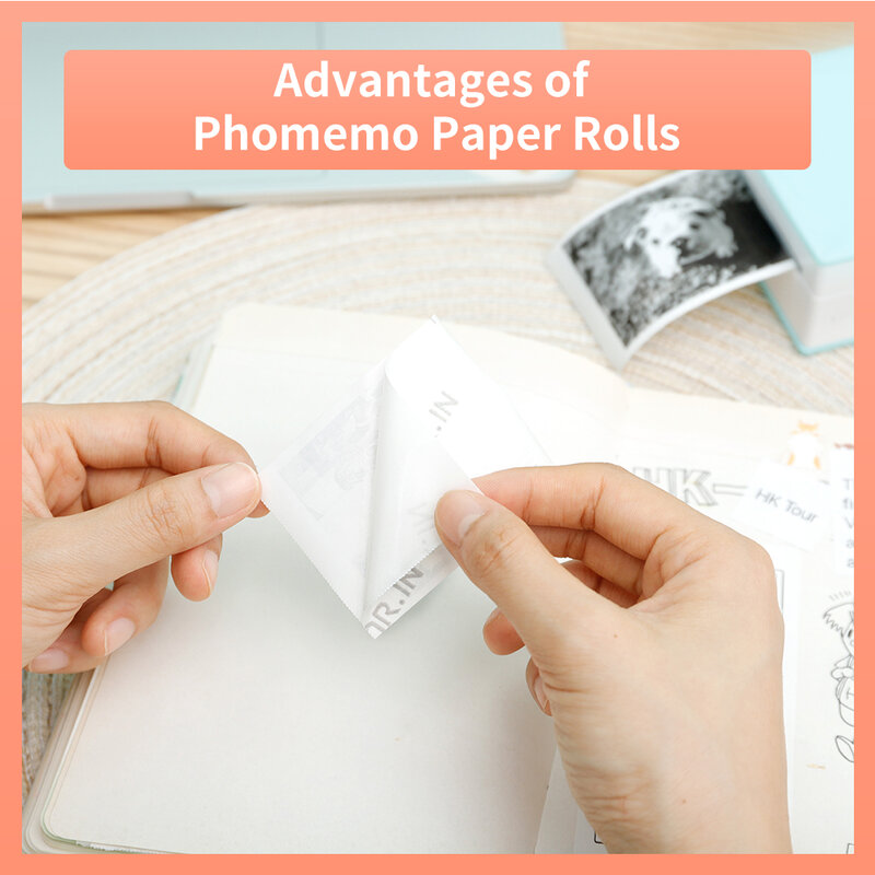 Phomemo-papel térmico autoadhesivo para impresora de etiquetas, adhesivo imprimible para impresora de etiquetas de la serie M02, 3 rollos/caja, 20 años