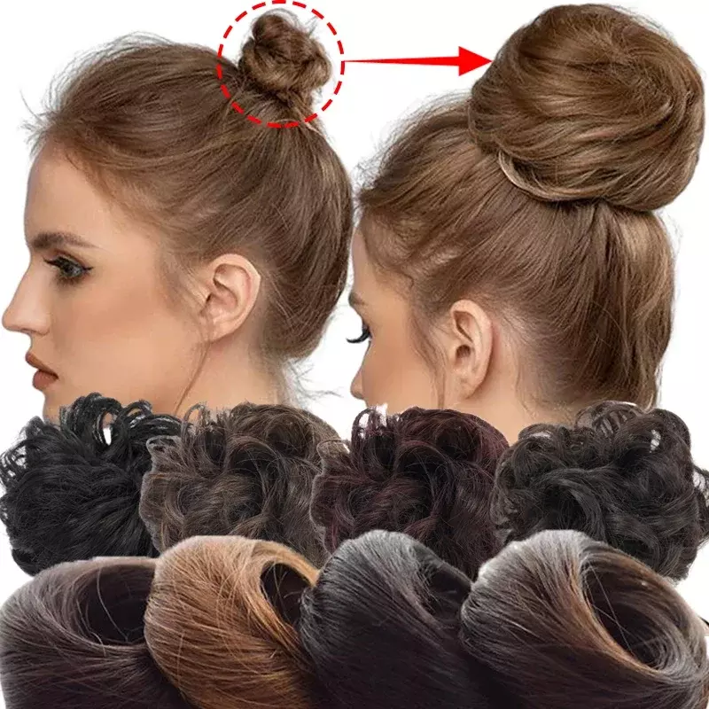 Fluffy Wig Loop Invisible Seamless Bun Natural Synthetic Hair Ring Fluffy Hair Decoration Women Girls Hair Tie Braiding Styling