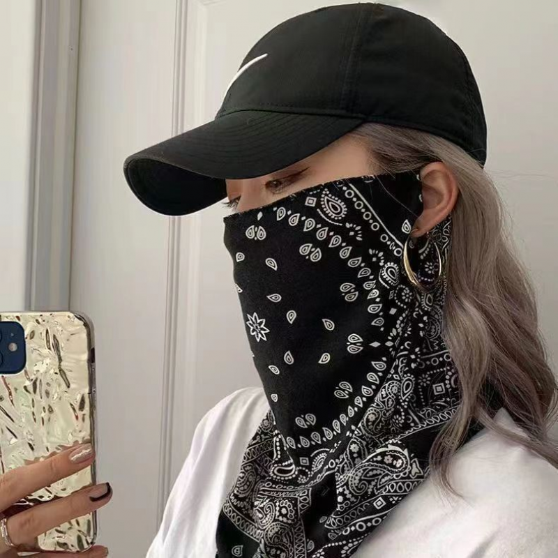 Masker paparan matahari Pria Wanita, gaya Punk leher wajah UV perlindungan telinga syal Hip Hop olahraga luar ruangan bersepeda Bandana syal musim panas