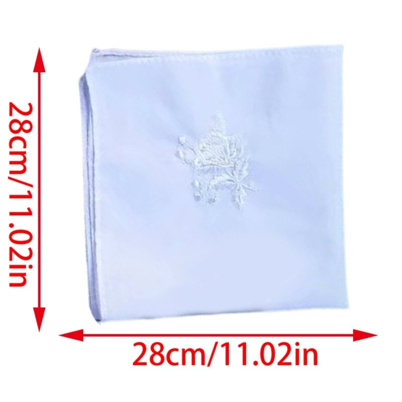 Многофункциональный простой носовой платок с вышитым цветком, белый платок-полотенце для женщин